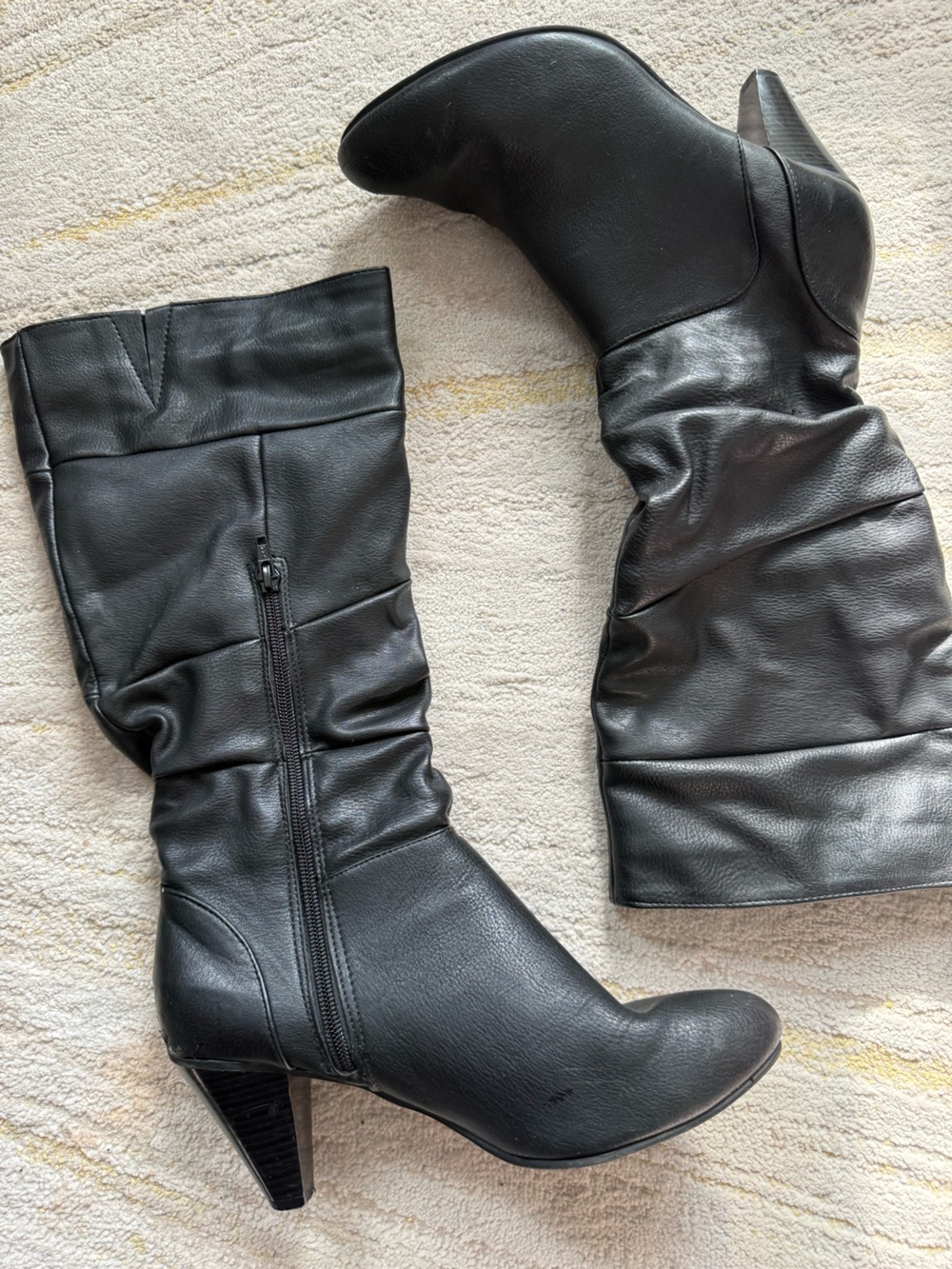 Rialto Riley Black Slouch Knee High Heeled Boots Size 9M